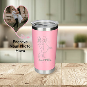 Custom Laser Engraved Portrait Tumbler: Personalized Photo Travel Cup