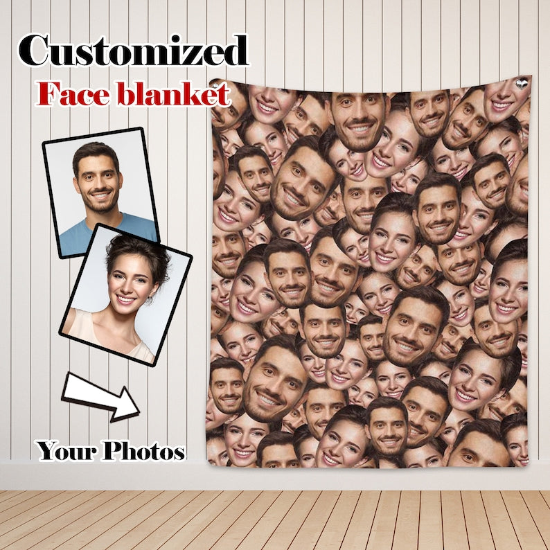 Custom Multi-Faces Blanket, Personalized Picture Blanket for Men Women, Custom Photo Blanket, Funny Faces Blanket Gift, Personalized Blanket