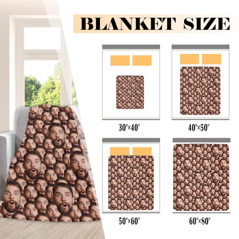 Custom Multi-Faces Blanket, Personalized Picture Blanket for Men Women, Custom Photo Blanket, Funny Faces Blanket Gift, Personalized Blanket