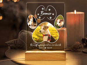 Custom Personalized Pet Photo LED Wooden Base Pet Memorial Frame, Gifts for Pets, Cat Dog Loss Gift