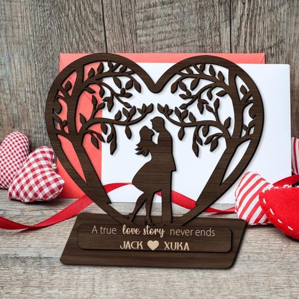 Romantic Couple, Personalized Couple Wooden Sign, Valentine's Day Couple Sign, Anniversary Couple Gift