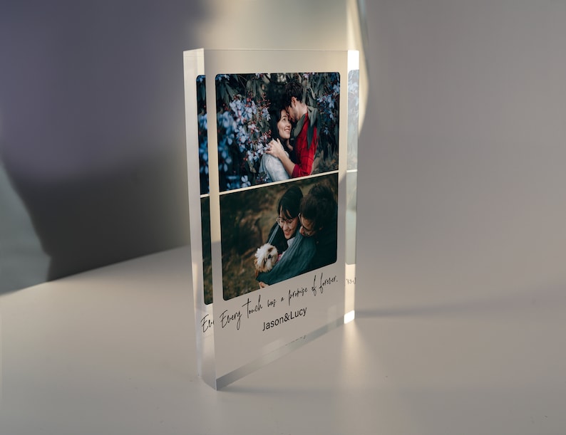 Personalised Photo Acrylic Block Plaque, Freestanding Crystal Photo Gift, Custom Anniversary Gift, Gift for Couple, Engagement Gift