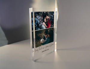 Personalised Photo Acrylic Block Plaque, Freestanding Crystal Photo Gift, Custom Anniversary Gift, Gift for Couple, Engagement Gift