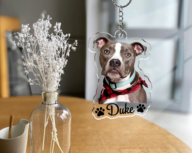 Custom Pet Portrait Keychain Custom Icon and Name, Dog Mom Gift, Pet Acrylic Keychain, Personalized Dog Lover Gift, Dog Portrait Keychain, Gifts For Pet Lover