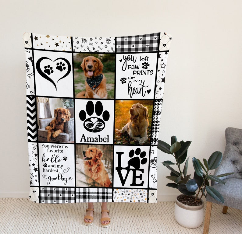 Custom Blanket, Dog Memorial Blanket, Dog Memorial Gifts For Loss Of Dog, Gifts For Dog Lovers, Pet Memorial Gifts For Dogs, Throw Blanket
