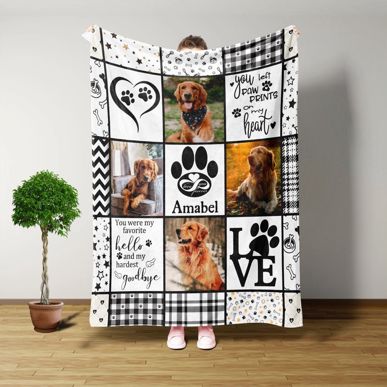Custom Blanket, Dog Memorial Blanket, Dog Memorial Gifts For Loss Of Dog, Gifts For Dog Lovers, Pet Memorial Gifts For Dogs, Throw Blanket