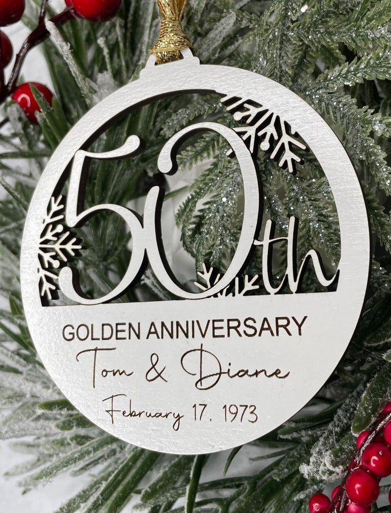 50th Anniversary Personalized Christmas Ornament, 50th Wedding Anniversary Gift, Anniversary Party Gift, Custom 50th Anniversary Gift