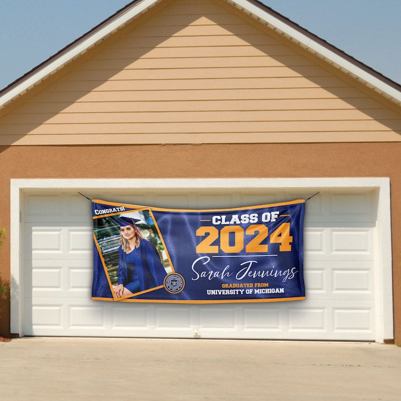 Graduation Banner, Graduation Announcement, Personalized Graduation Gift, Graduation Party Decorations, Custom School Colors, Class of 2025
