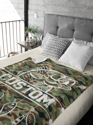 Personalized Bass Camo Fishing Blanket | Customizable Fishing Lures Blanket | Soft Blanket | Toddler Blanket | Comfy Throw Blanket