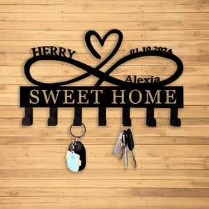 Custom Heart Key Holder, Wall Decor, Infinity Heart Key Hooks, Housewarming Gift, Personalized Infinity Metal Sign, Mothers Day Gift