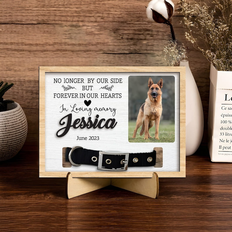 Memorial Pet Collar Sign, Dog Memorial Wood Frame With Collar Holder, Dog Memorial Gifts