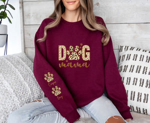 Custom Leopard Dog Mama Sweatshirt, Custom Dog Mom Sweatshirt, Dog Name on Sleeve Hoodie, Dog Mom Gift, Gift For Dog Mom, Dog Mama Crewneck