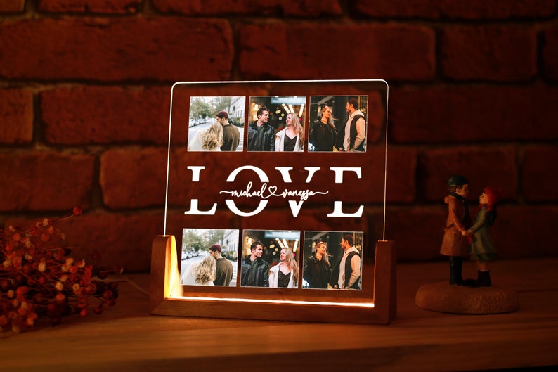 Custom Acrylic Lamp with Photo and Names - Custom Photo Night Light - Personalized Photo Gift - Photo Wedding Gift - Valentines Day Gift