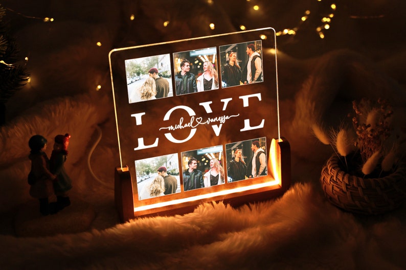 Custom Acrylic Lamp with Photo and Names - Custom Photo Night Light - Personalized Photo Gift - Photo Wedding Gift - Valentines Day Gift