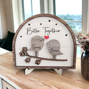 Love Birds Personalized Couple Wooden Sign, Valentines Day Gift For Her/Him, Couple Names Sign, Anniversary Couple Gift,Birthday Couple Gift