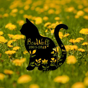 Custom Cat Memorial Stake, Metal Stake, Cat Loss, Sympathy Sign, Pet Grave Markers, Remembrance Stake, Garden Decor, Flower Cat