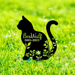 Custom Cat Memorial Stake, Metal Stake, Cat Loss, Sympathy Sign, Pet Grave Markers, Remembrance Stake, Garden Decor, Flower Cat