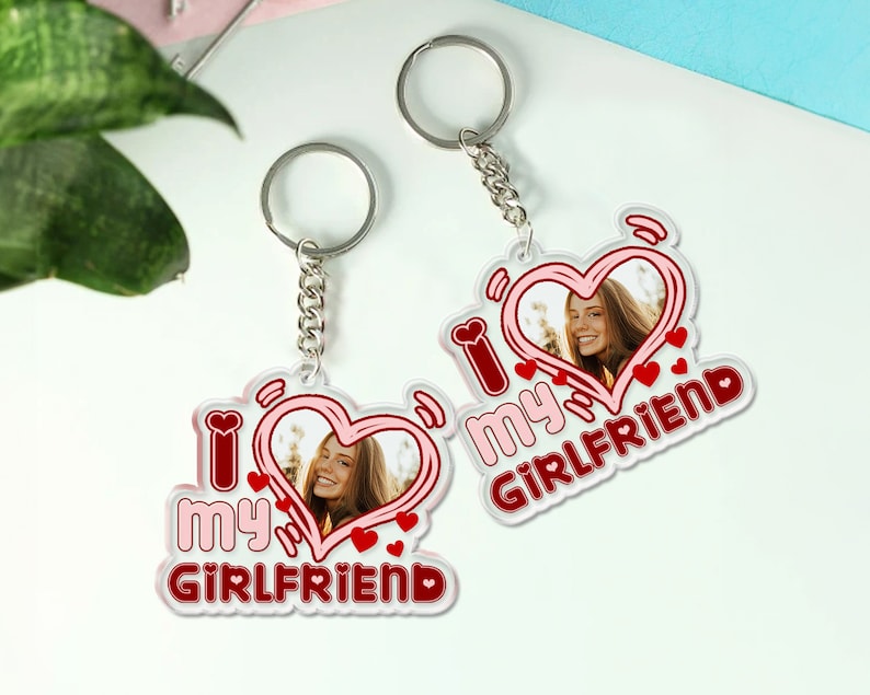 Valentine Gift for Him, Couple Photo Portrait Keychain, I Love My Girlfriend Keychain, Valentines Day Gift for Boyfriend, Anniversary Gifts