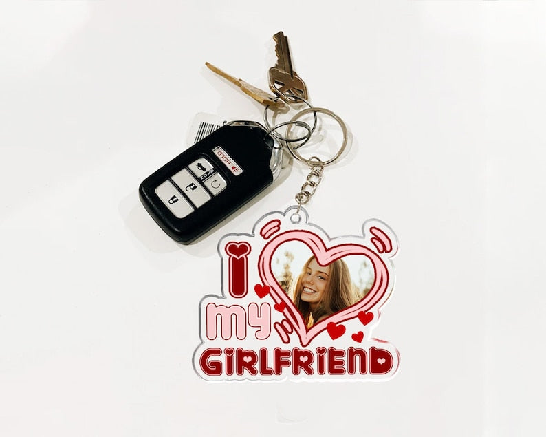 Valentine Gift for Him, Couple Photo Portrait Keychain, I Love My Girlfriend Keychain, Valentines Day Gift for Boyfriend, Anniversary Gifts