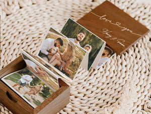 Valentines Day Gift For Him, Pull Out Photo Album, Custom Valentine Memory Collection, Wooden Photo Frame, Gift for Him, Trinket Wooden Box