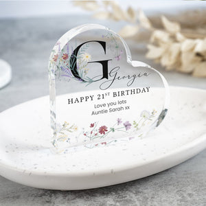 Personalised Happy Birthday Gift Plaque, Birthday Gift For Her, Heart Plaque, 18th 21st 30th 40th 50th Gift, Pink Birthday Keepsake Gift