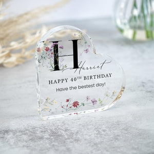 Personalised Happy Birthday Gift Plaque, Birthday Gift For Her, Heart Plaque, 18th 21st 30th 40th 50th Gift, Pink Birthday Keepsake Gift