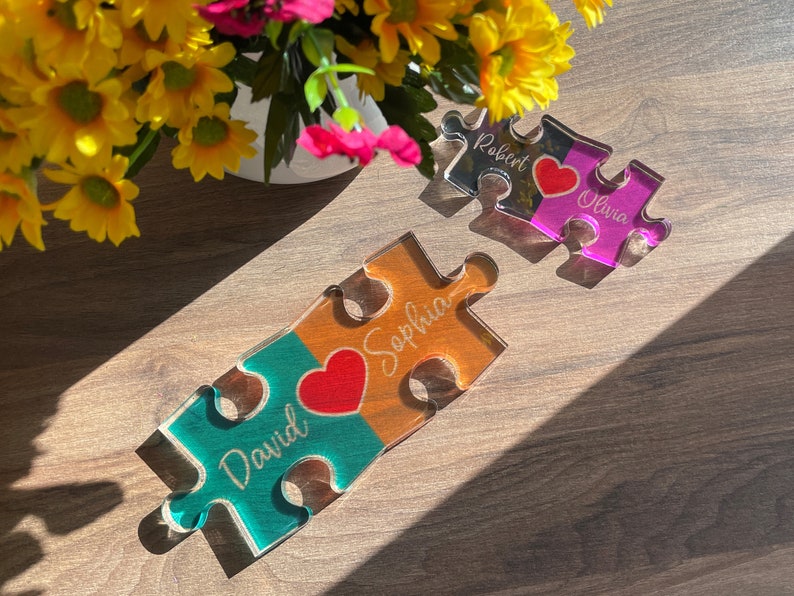 Couple Home Decor, Puzzle Name Sign for Couples, Romantic Gift for Him Her, Personalized Love Keepsake, Puzzle Love Heart