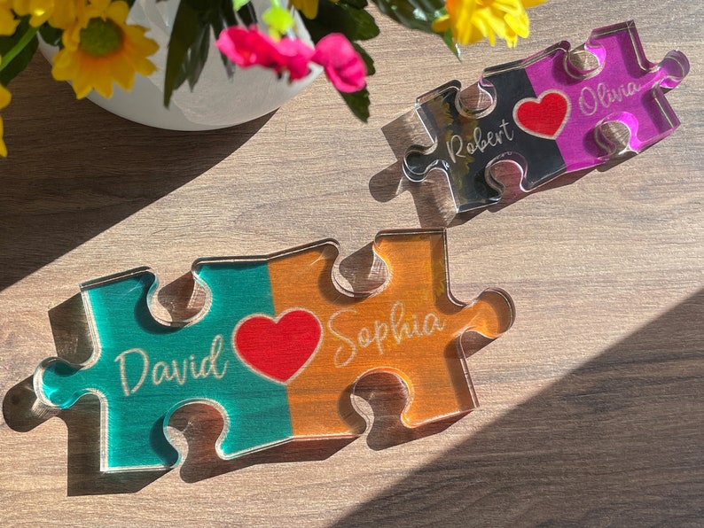 Couple Home Decor, Puzzle Name Sign for Couples, Romantic Gift for Him Her, Personalized Love Keepsake, Puzzle Love Heart