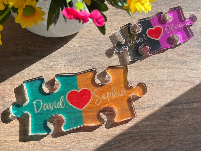 Puzzle Name Sign for Couples Christmas, Romantic Gift for Him Her, Personalized Love Keepsake, Couple Home Decor, Custom Gifts for Couples