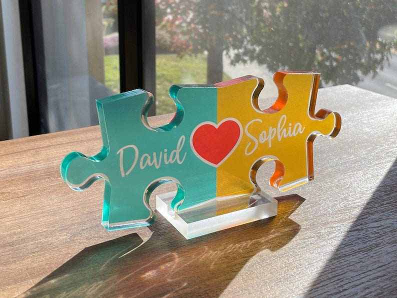Puzzle Name Sign for Couples Christmas, Romantic Gift for Him Her, Personalized Love Keepsake, Couple Home Decor, Custom Gifts for Couples