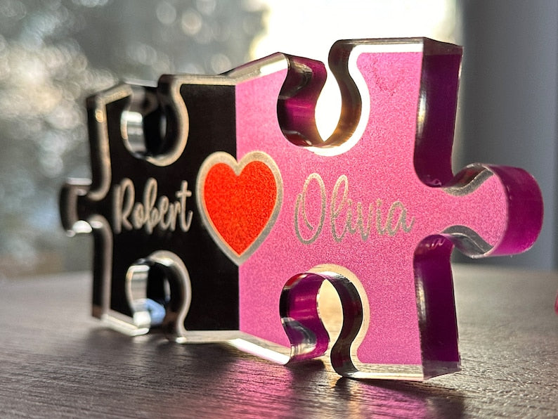 Puzzle Name Sign for Couples Christmas, Romantic Gift for Him Her, Personalized Love Keepsake, Couple Home Decor, Custom Gifts for Couples