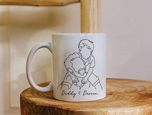 Custom Line Art Portrait Mug: Personalized Photo Sketch Mug