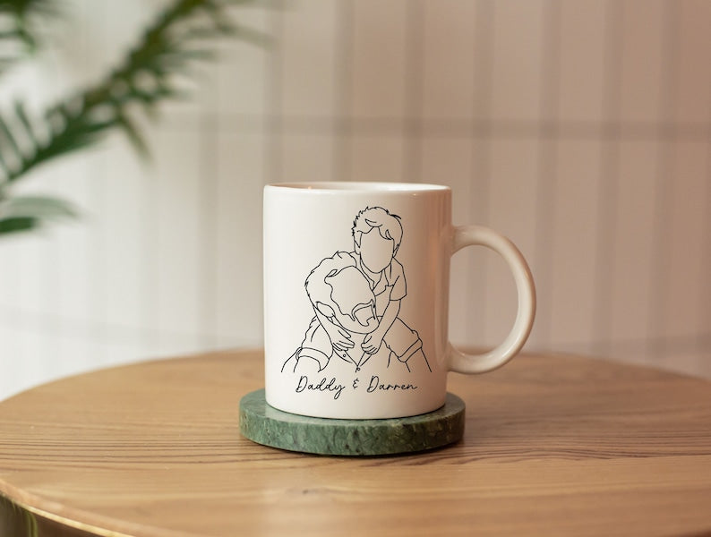 Custom Line Art Portrait Mug: Personalized Photo Sketch Mug