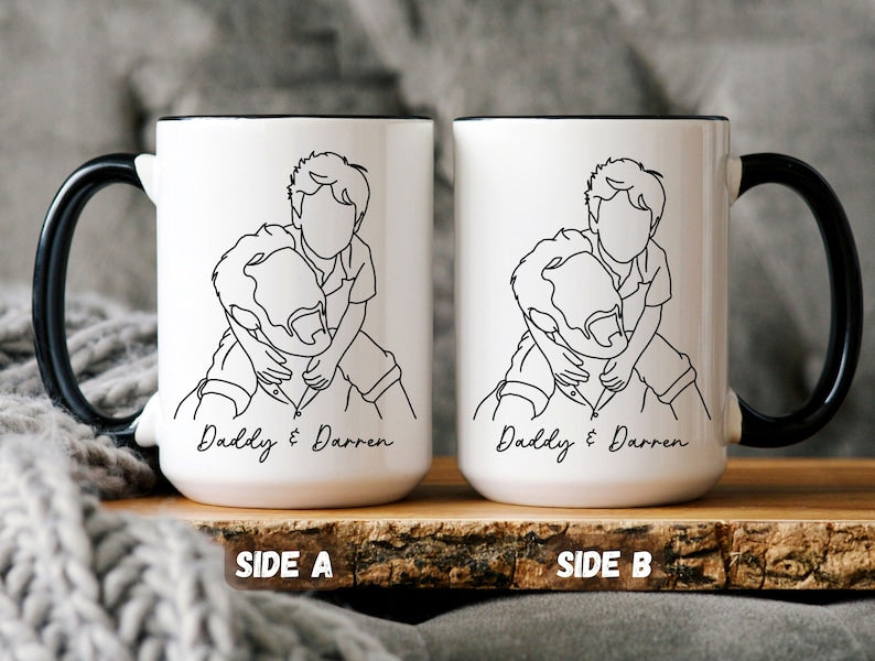 Custom Line Art Portrait Mug: Personalized Photo Sketch Mug