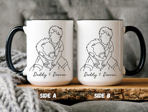 Custom Line Art Portrait Mug: Personalized Photo Sketch Mug