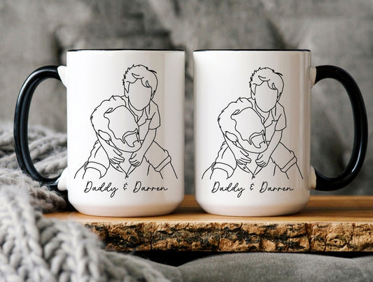 Custom Line Art Portrait Mug: Personalized Photo Sketch Mug