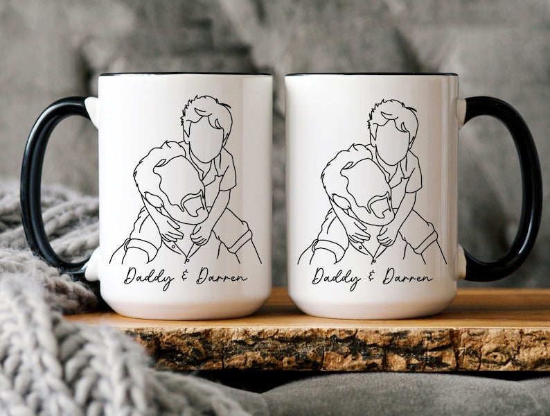Custom Line Art Portrait Mug: Personalized Photo Sketch Mug
