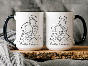 Custom Line Art Portrait Mug: Personalized Photo Sketch Mug