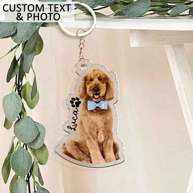 Personalized Pet Portrait Keychain, Pet Memorial Gift Portrait Keychain, Custom Photo Keychain Pet Gifts, Dog Cat Keychain For Pet Lover