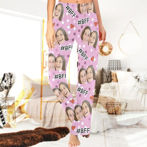 Custom Face Pajama Pants,Personalized Best Friends Photo Pajamas,Picture Face on Pajamas,Customized Funny Photo Gift For Her/Him Friends BBF