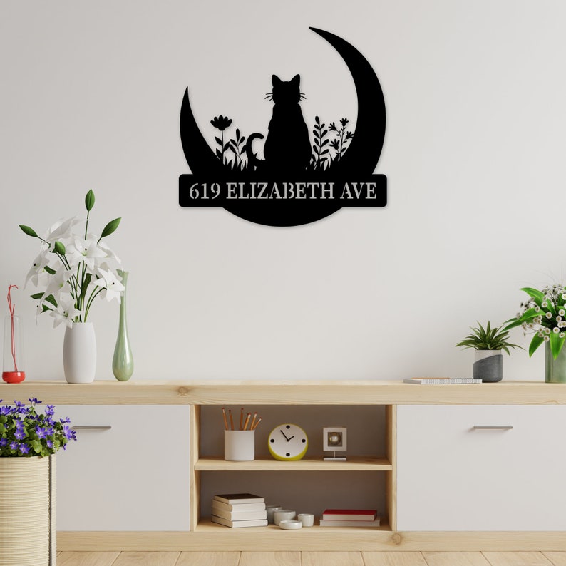 Custom House Number Metal Sign, Personalized Kitten Street Number Metal, Wall Decor Metal Sign, Street Address Plaque Metal