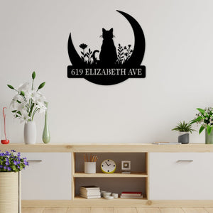 Custom House Number Metal Sign, Personalized Kitten Street Number Metal, Wall Decor Metal Sign, Street Address Plaque Metal