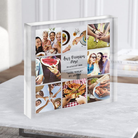 Any Occasion Square Photo Collage Personalised Gift Acrylic Block - Personalised Gift, Keepsake Gift, Custom Gift