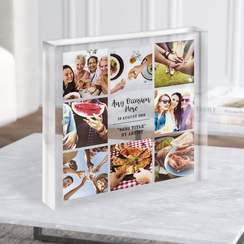 Any Occasion Square Photo Collage Personalised Gift Acrylic Block - Personalised Gift, Keepsake Gift, Custom Gift