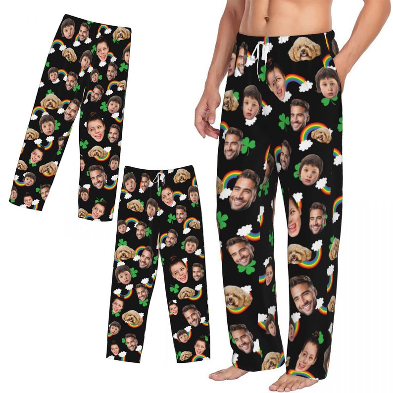 Custom Photo Pajamas, Personalized Face Unisex Pajamas, Custom Photo Pajama Pants for Women Men, Home Wear Set, Gifts for Wife Husband