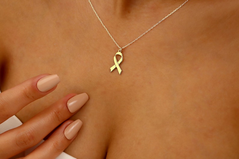 Sterling Silver Breast Cancer Ribbon Necklace: Awareness Jewelry