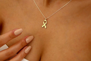 Sterling Silver Breast Cancer Ribbon Necklace: Awareness Jewelry