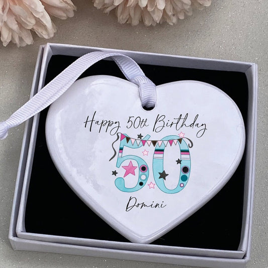 50th Birthday Gift, 50th gift, personalised 50 keepsake, Bunting 50th birthday, 50th Birthday gift, 50th keepsake, 50th, 50th Gift for her