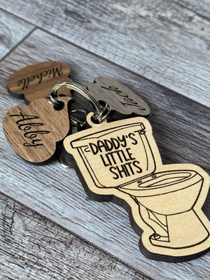 Personalized Joke Fathers Gift Funny Daddy's Little Shits Gift Keychain Poop Charm from Kids Gift for Dad Gift for Mom