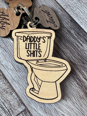 Personalized Joke Fathers Gift Funny Daddy's Little Shits Gift Keychain Poop Charm from Kids Gift for Dad Gift for Mom